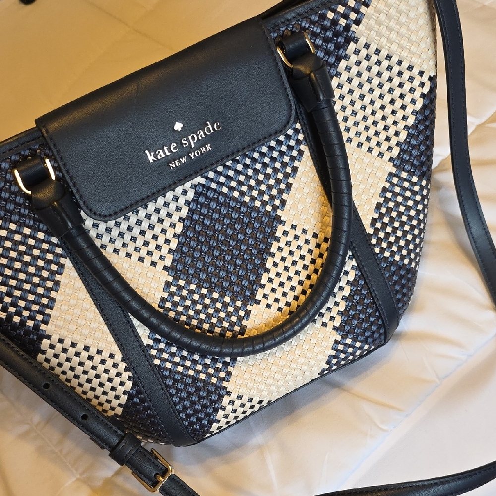 Kate Spade Navy and Cream Woven Satchel - Picture 1 of 5